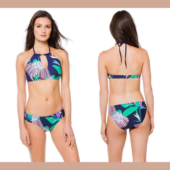 NWT Trina‎ Turk Paradise Halter Bikini Top + Shirred Hipster bikini Bottoms SET - Picture 1 of 16